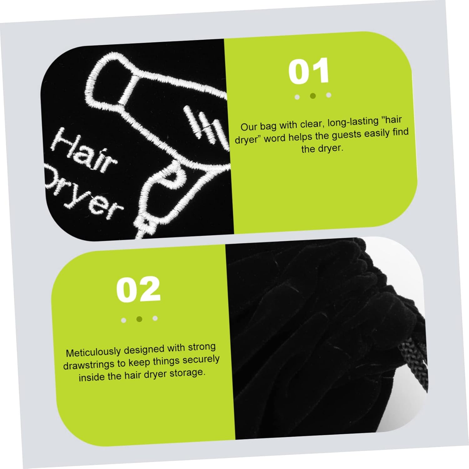 Beavorty 6Pcs Stylish Hair Tool Bag Travel Storage Bag Drawstring Guest Supplies for Hair Dryer image number 5