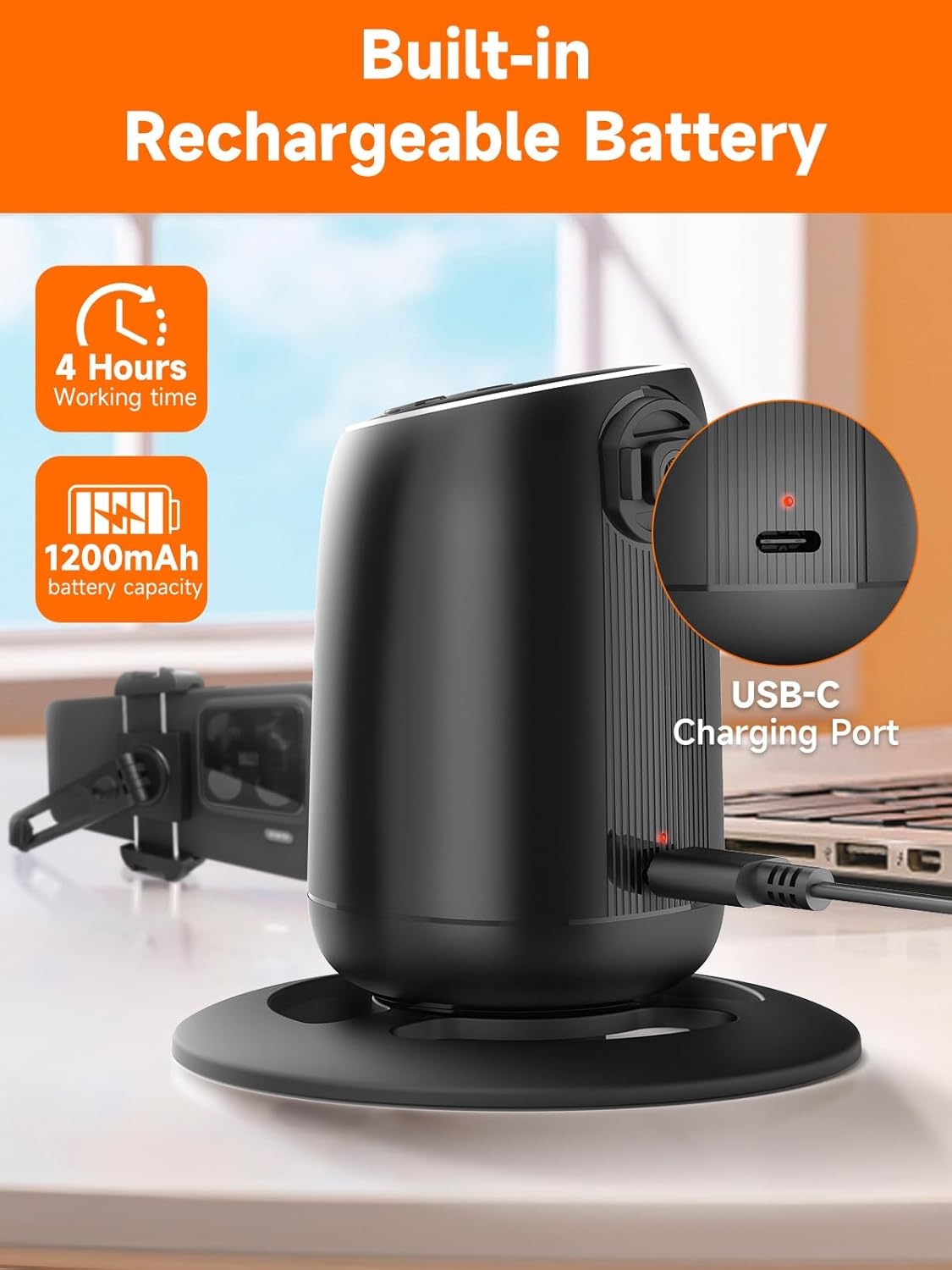 Rollei Easy Creator Desktop with AI Tracking Automatic Face Tracking Mobile Phone Tripods 360 Selfie Video Stabiliser for Filming with Built-In Battery for Live Streaming Video Recording Vlog