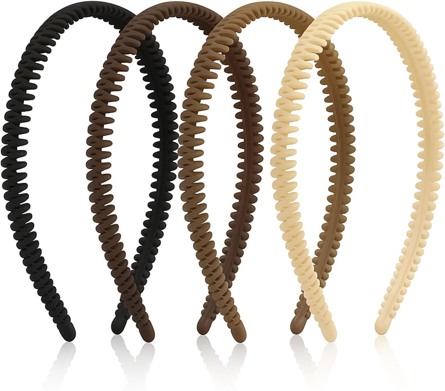 TELAIN Women'S Hairband with Teeth Comb, Black, Wavy Design, Fashion Hair Accessory for Women and Men image number 4