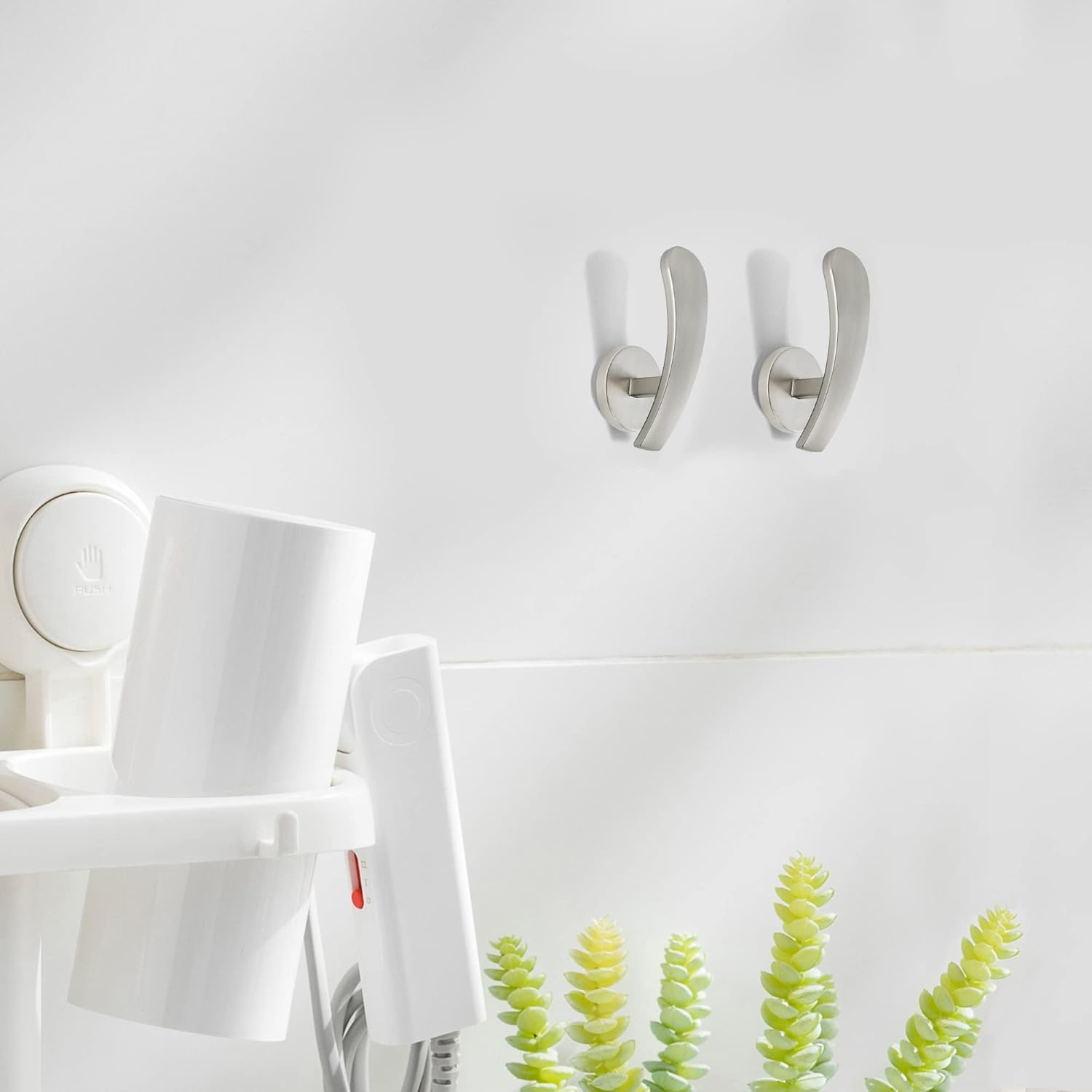 Curtain Holdback, 2Pcs Wall Mounted Drapery Tiebacks with Screws, Decorative Drapery Metal Hook Wall Hanger, Silver - Black image number 4