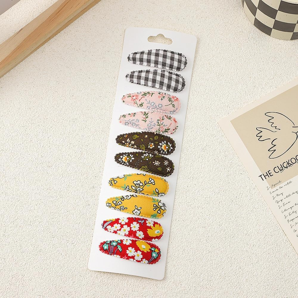 20 Pcs Girl Hair Clips Floral Print Toddler Hair Clips Non Slip Wrapped Snap Hairpins for Kids Barrettes Hair Accessories for Baby Toddler Girls (Color-A) image number 1