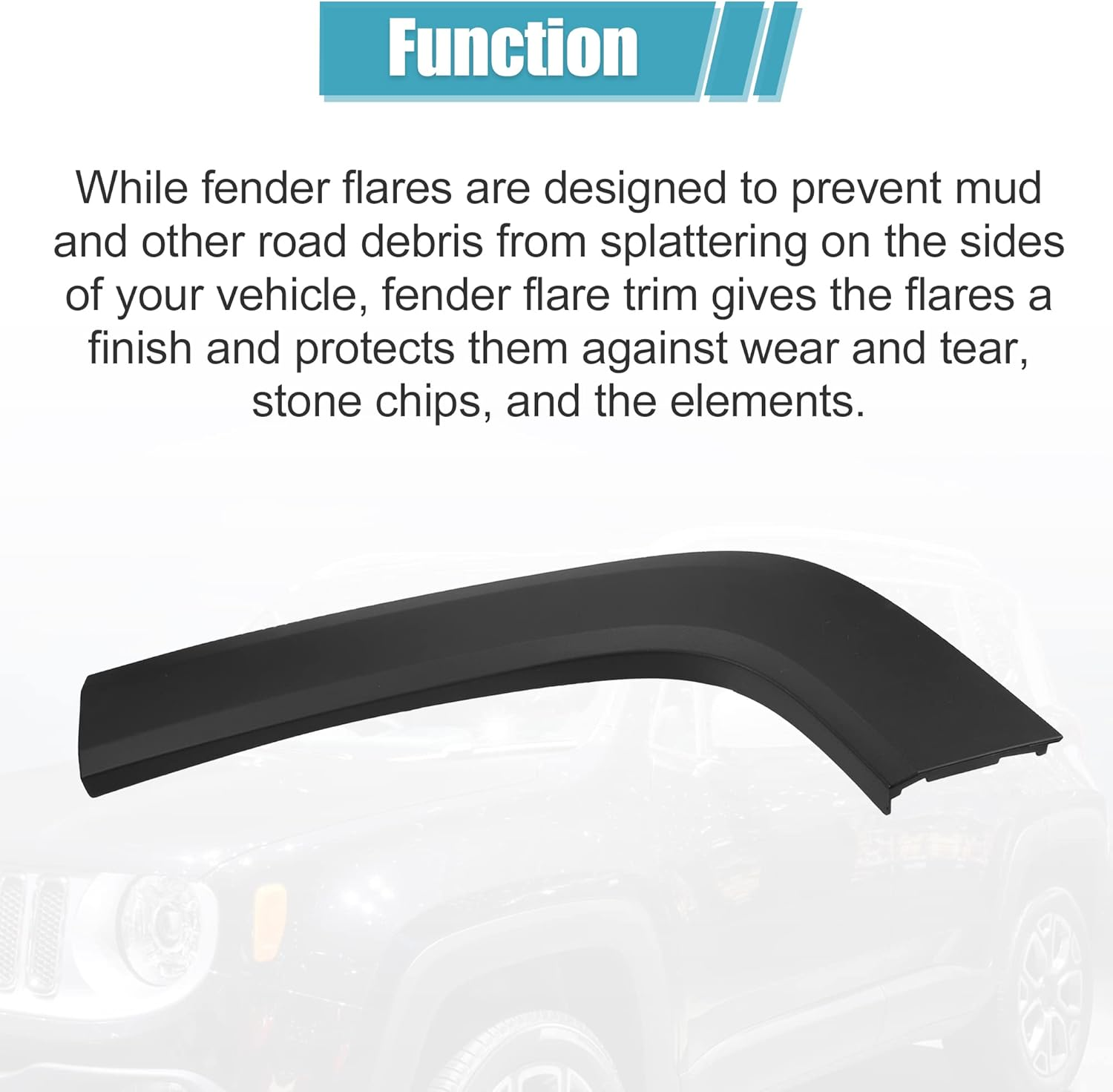 X AUTOHAUX Rear Left Wheel Flare Trim for Jeep Renegade 2015 2016 2017 2018 2019 2020 2021 2022 Rear Left Quarter Panel Mudguard Trim Replace 5XB67LXHAA Polypropylene image number 1