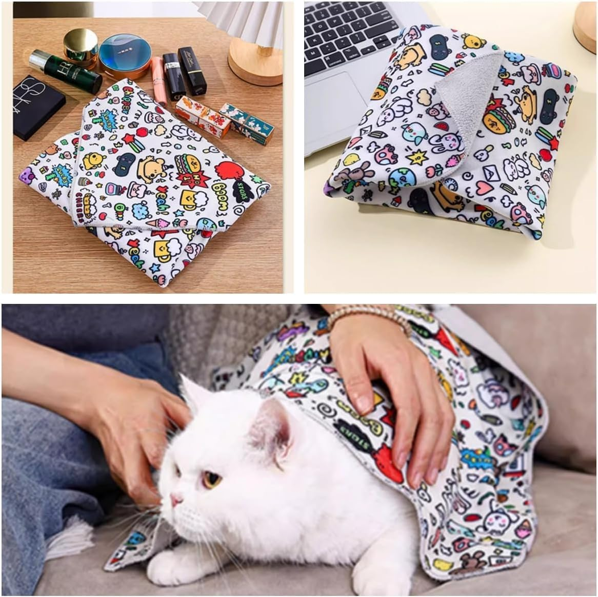 Cat Grooming Wrap - Self-Adherent anti Scratch Swaddle Restraint Bag for Stress-Free Nail Clipping, Medication, and Multifunctional Pet Care | Purrito Papoose Pet Grooming Tools image number 3