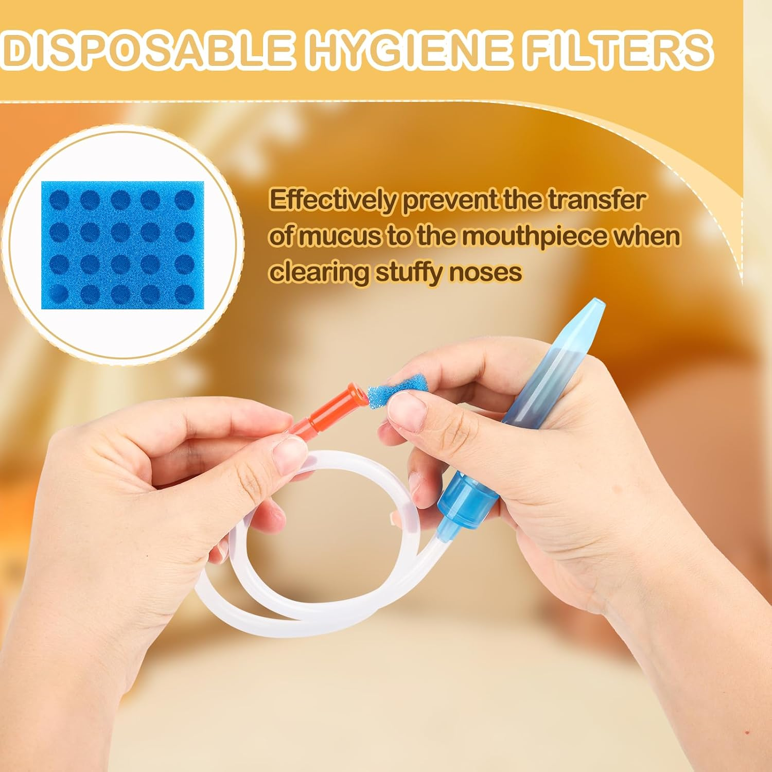 Baby Nasal Aspirator Nose Cleaner Set - Gentle with Travel Case, Includes Nose Cleaning Tweezers & 20 Filters for Congestion Relief image number 2