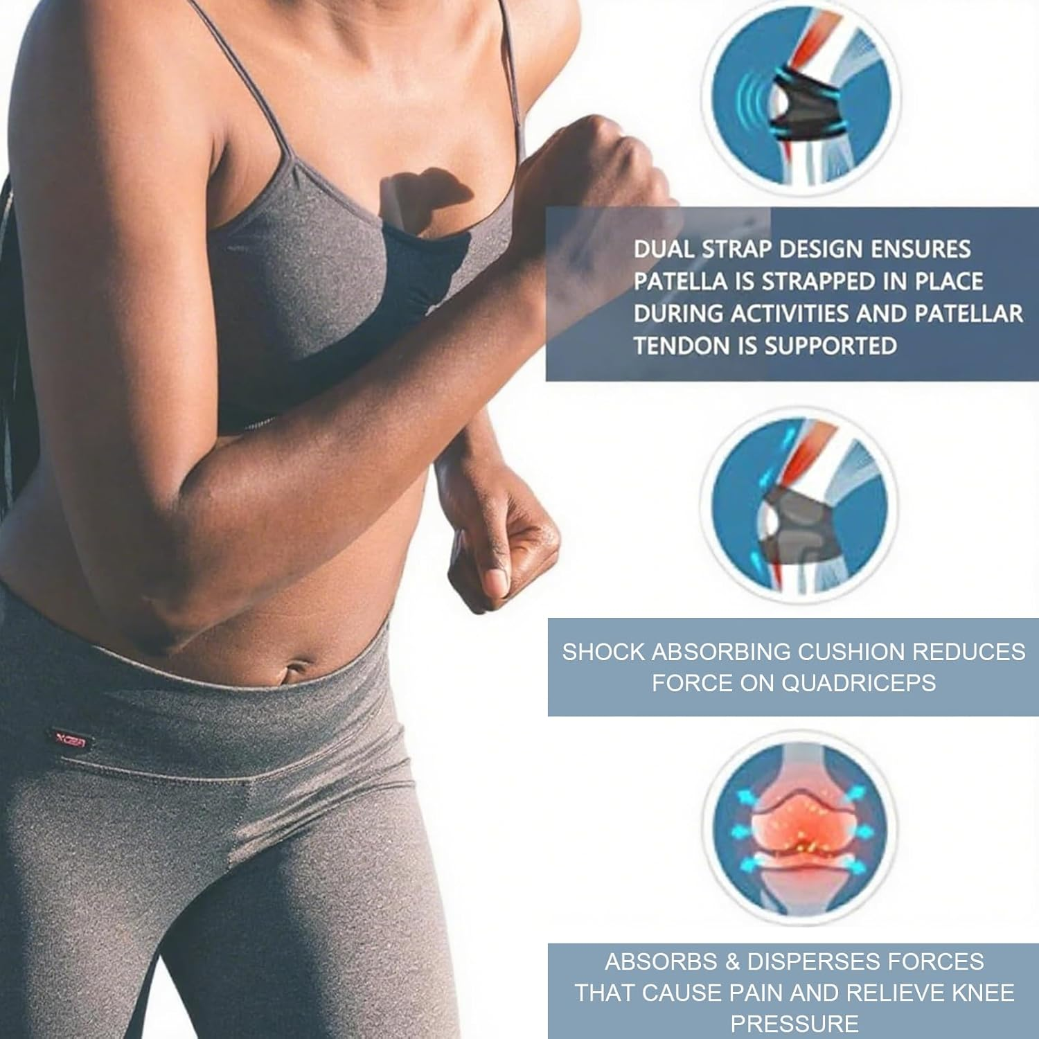 Rhoyee Wellknee Adjustable Knee Brace with Side Stabilizers Patella Gel Pads Pain Relief Support for Meniscus Tear, Arthritis, Injury Recovery, Sports,Running &ndash; 1 Pcs(Gray, S/M) image number 5