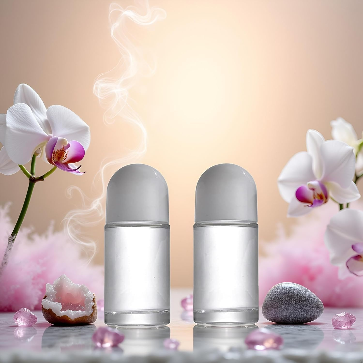 Winerstony 2Pcs White 50ML Glass Empty Roller Bottles with Plastic Roller Ball, Deodorant Roll on Containers Leak Proof Massage Ball Bottles for Essential Oil Perfume Refillable Containers Tools image number 1