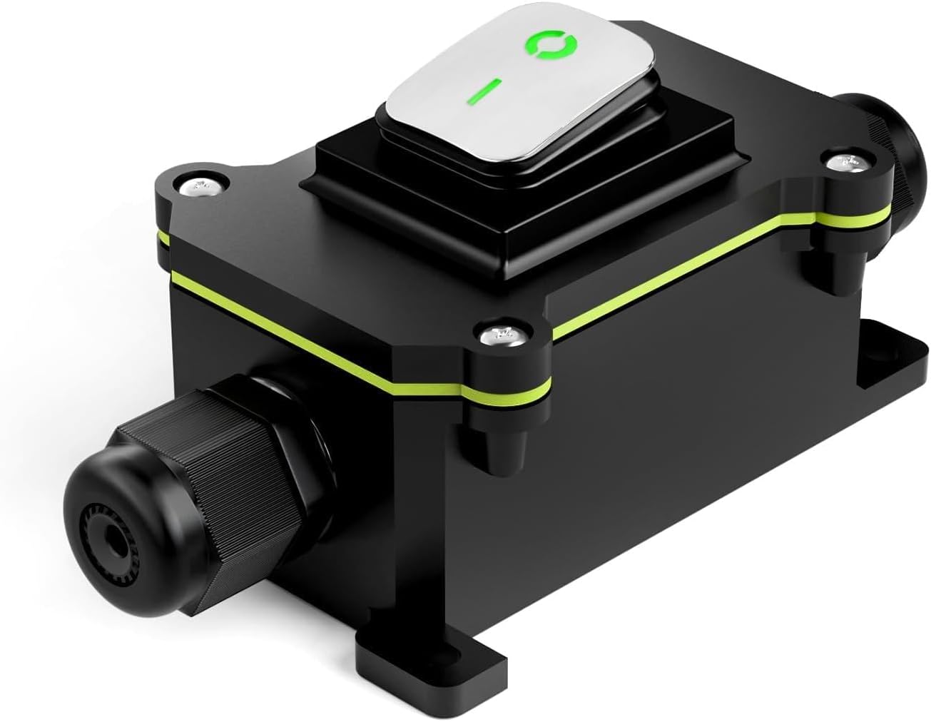 Rocker Switch 1PCS 12V 24V with Waterproof Box 4 Way DPST on off Push Button Switch Green LED Boat Marine Toggle Switches Junction Box(Red Stainless Steel)