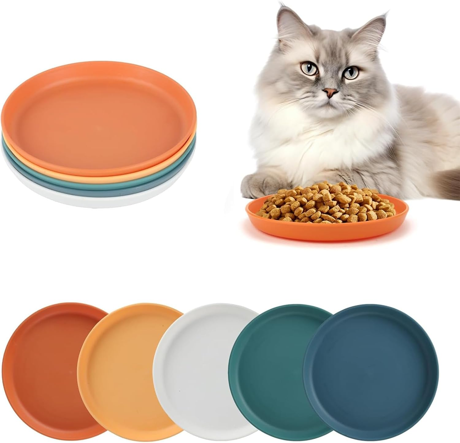 Feeding Bowl for Cats, Pack of 5 Flat Cat Bowls, Feeding Bowl, Cat Food, Cat Feeding Bowl, Silicone Bowl, round Flat Cat Bowls for Dry Food and Wet Food image number 2