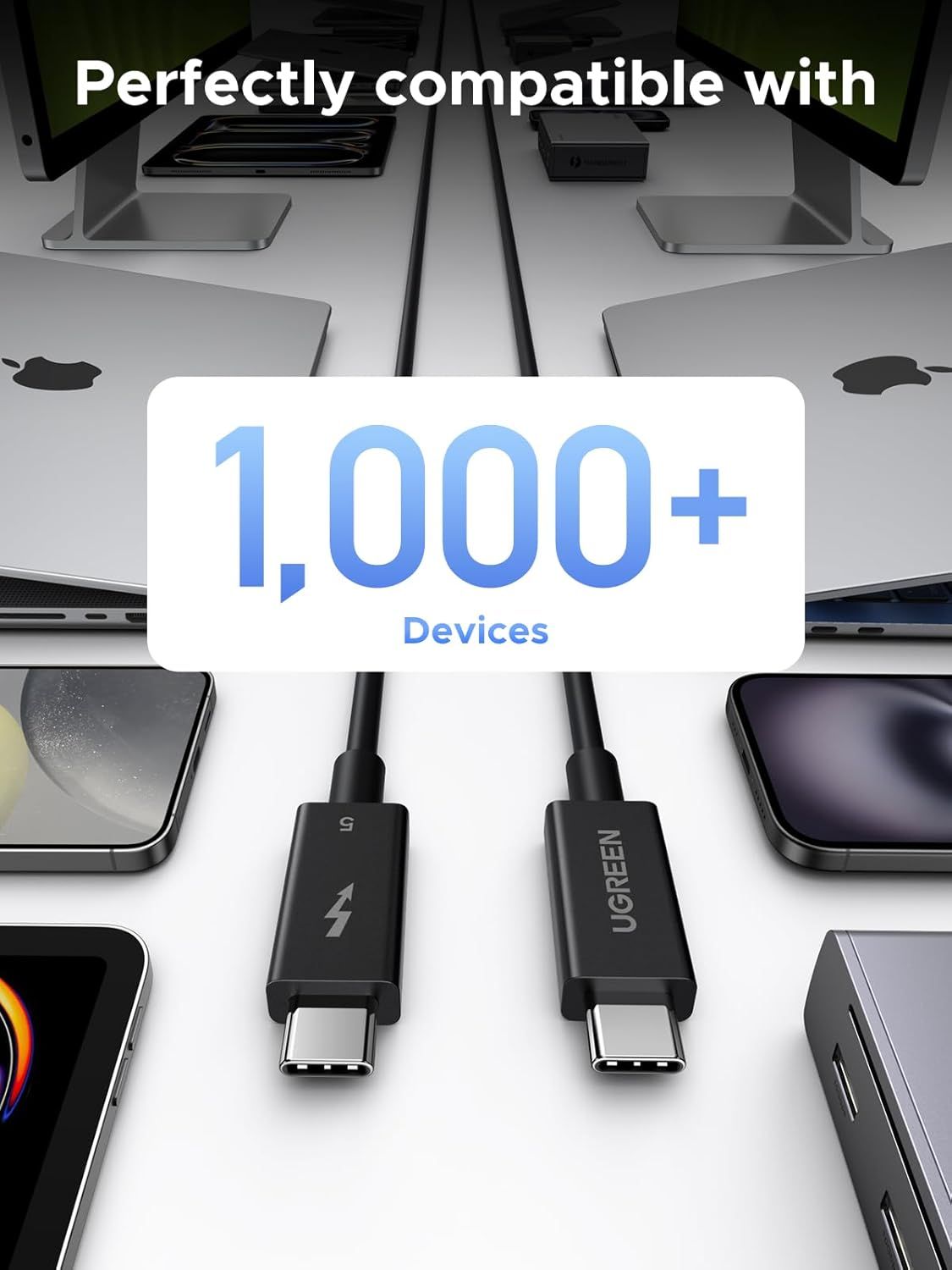 UGREEN 240W 80Gbps Thunderbolt 5 Cable with 120Gbps Bandwidth Boost, Intel Certified USB C Cable, 16K/8K@60Hz Compatible with Thunderbolt 4, USB4, Iphone 17 Pro Max, Macbook Pro, Dell XPS, Hub, 1M image number 6