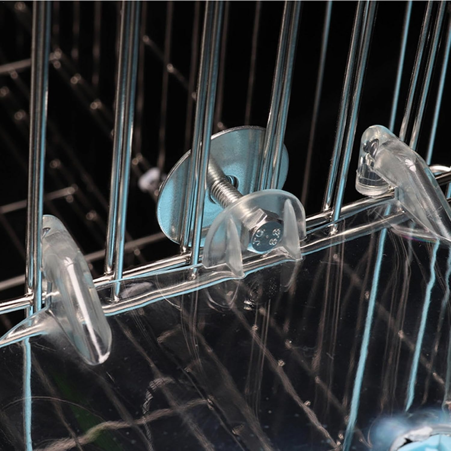 Bird Bath Tub, Bird Bath for Cage, Hanging Bathtub Bird Cage Supplies with Hooks, Water Shower Transparent Box Food Feeder Holder Tray, Birdbath Toy for Pet Parrot Budgie Parakeet image number 6