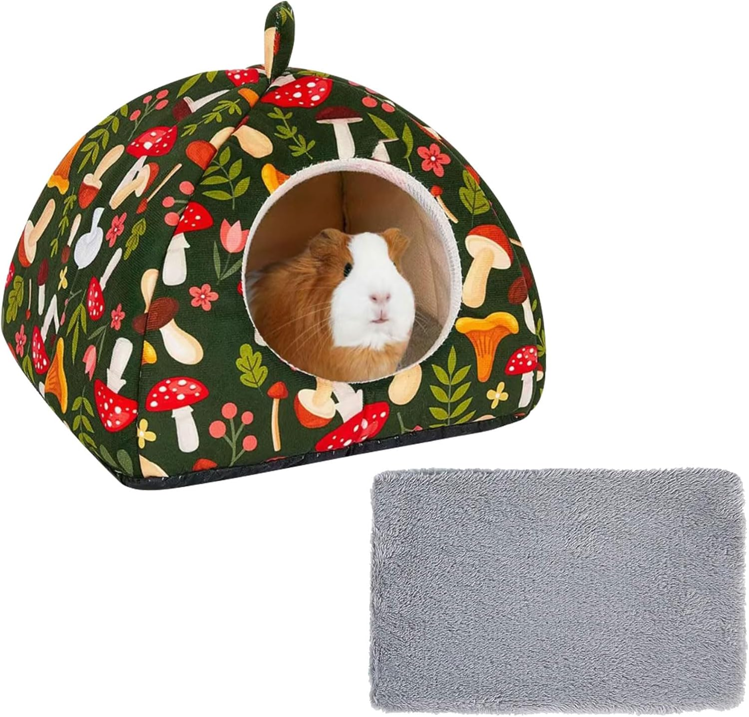 Guinea Pig Bed with Removable Pad Washable Semi-Enclosed Winter Warm Hamster House Sleeping Bed Cave Shelter Small Animal Hideaway for Dwarf Rabbits Chinchillas Hedgehogs Ferrets Rats (5.91X5.91In) image number 5