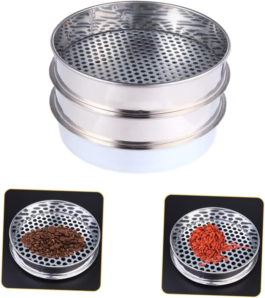 YARNOW 3Pcs Stainless Steel Mesh Sieve Garden Soil Sifter Fossicking Sieve for Soil Strainer image number 3