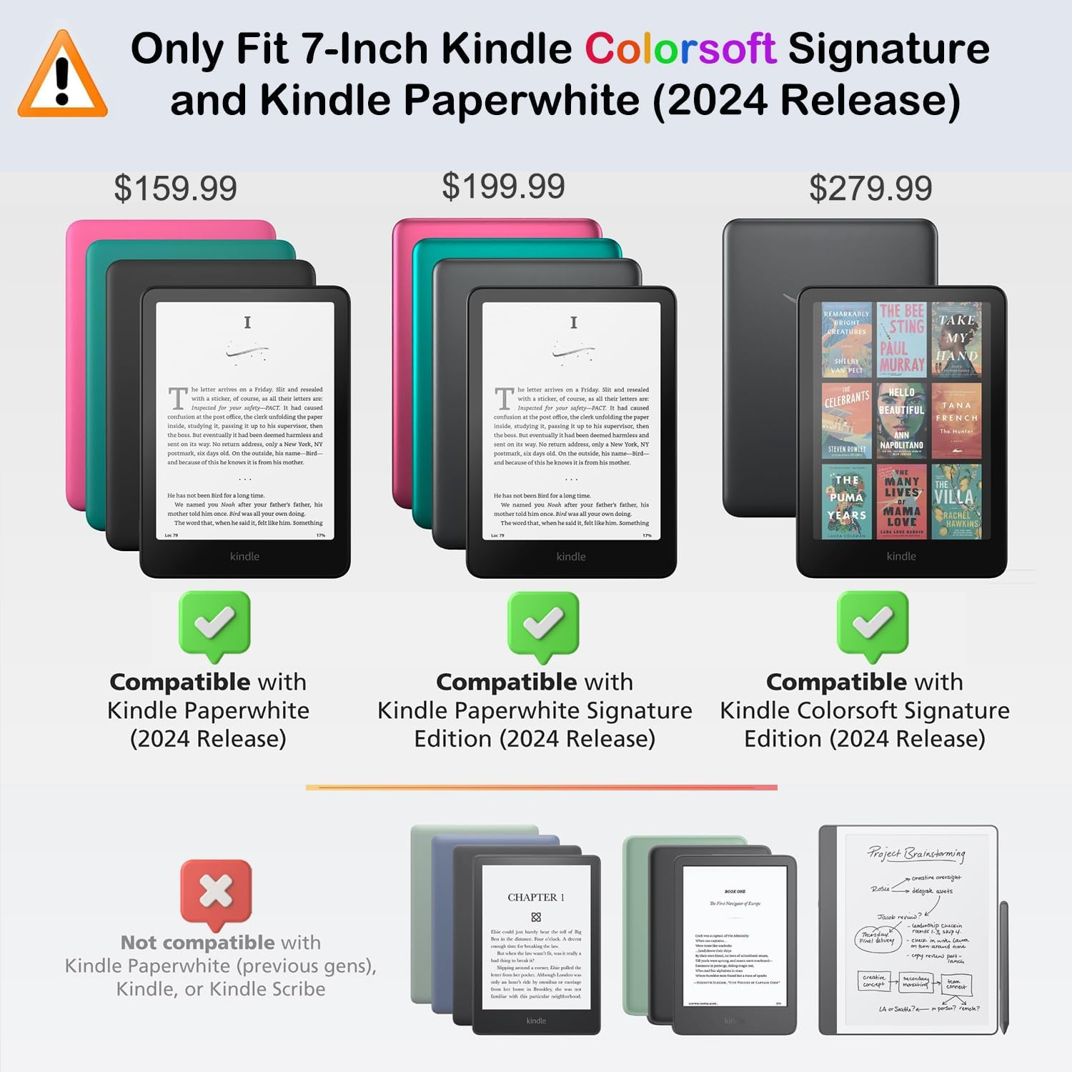 Rsaquar Case for 7-Inch Kindle Colorsoft Signature Edition and All-New Kindle Paperwhite (2024 Release), Full Protection Cover with Auto Sleep/Wake, Hand Strap and Foldable Stand - Agave Green