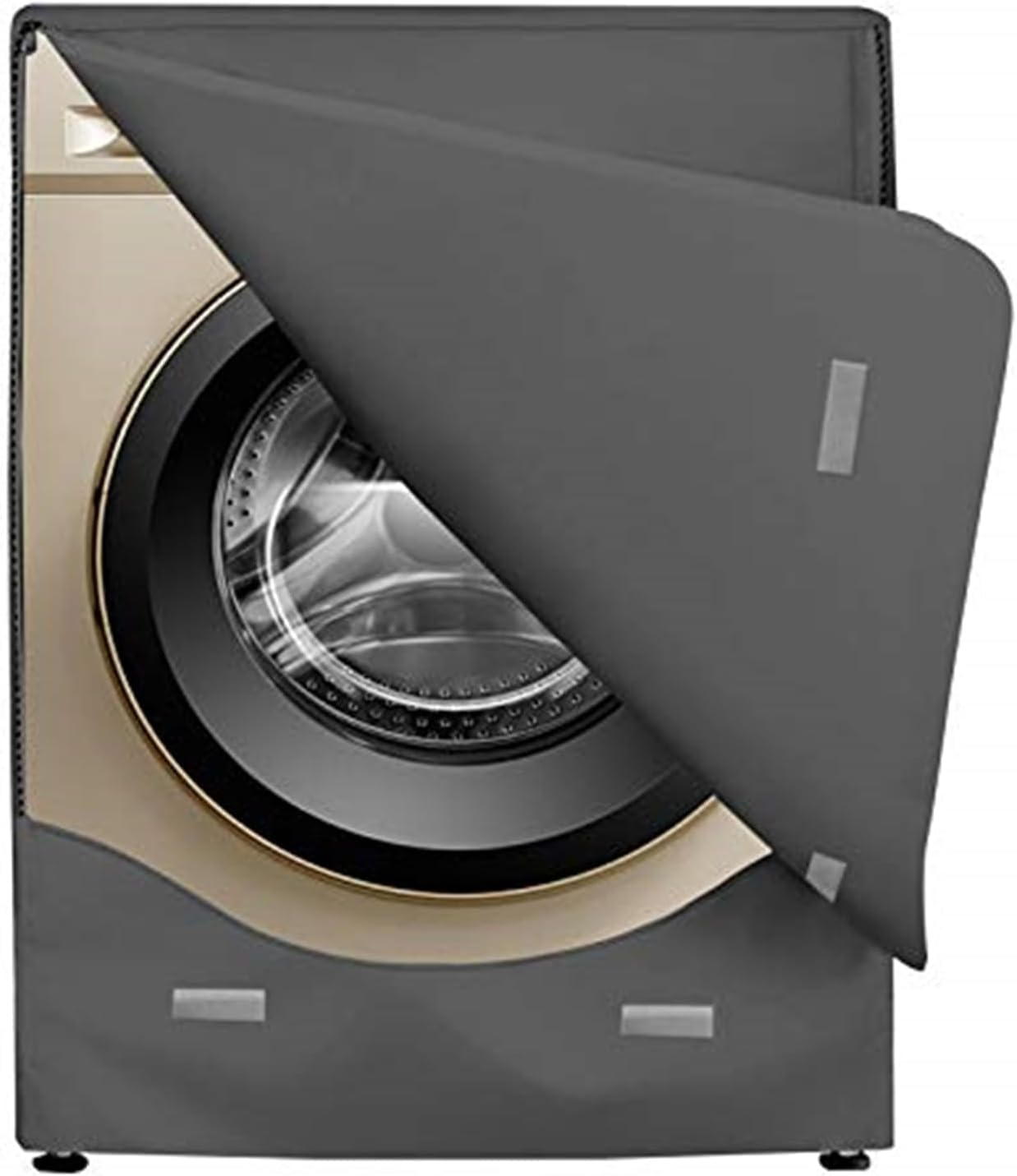 Washer Cover Waterproof & Dustproof Thickening Front-Loading Machine Cover, Fits Most Front-Load Washers (Black)