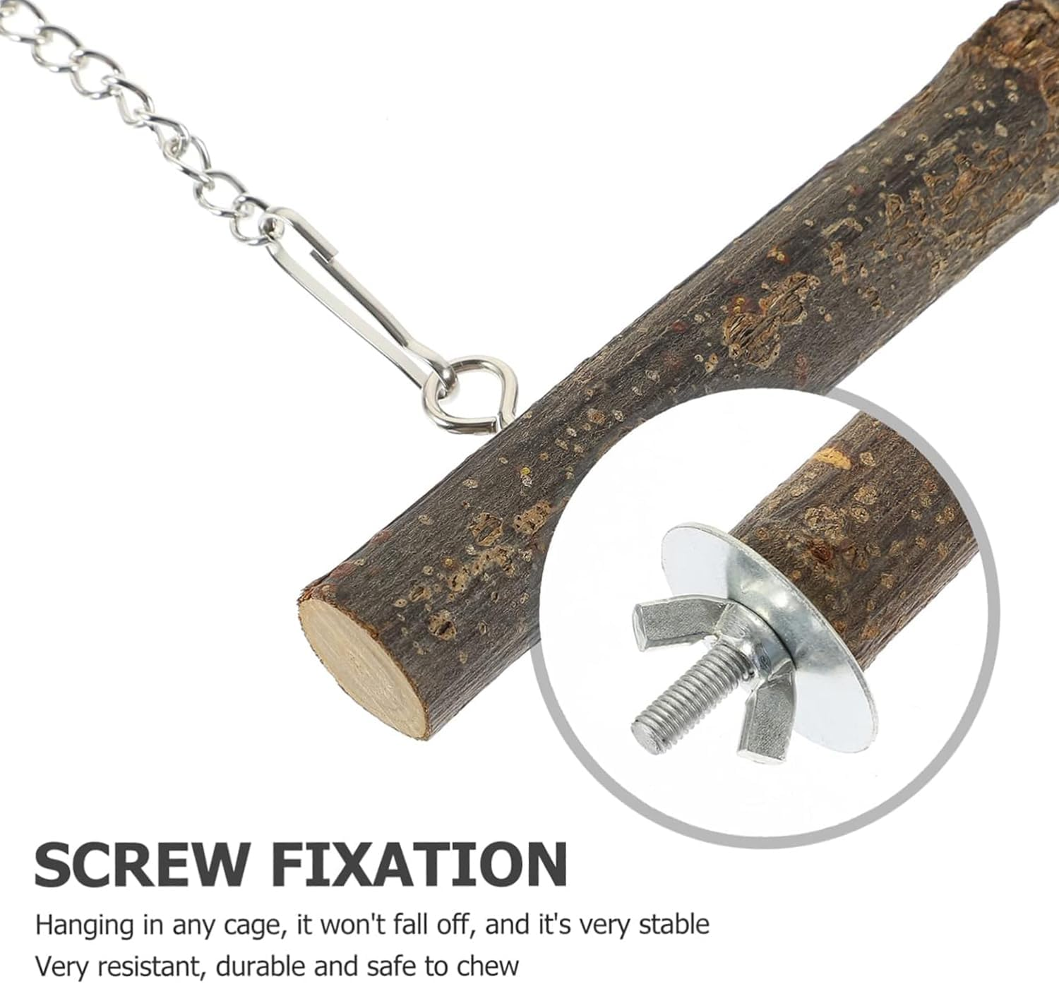 Lexziuo 1PCS Natural Wooden Bird Swing for Parrots, Durable Parakeet Perch & Chewing Toy, Plaything for Macaws Finches Budgies Training & Entertainment