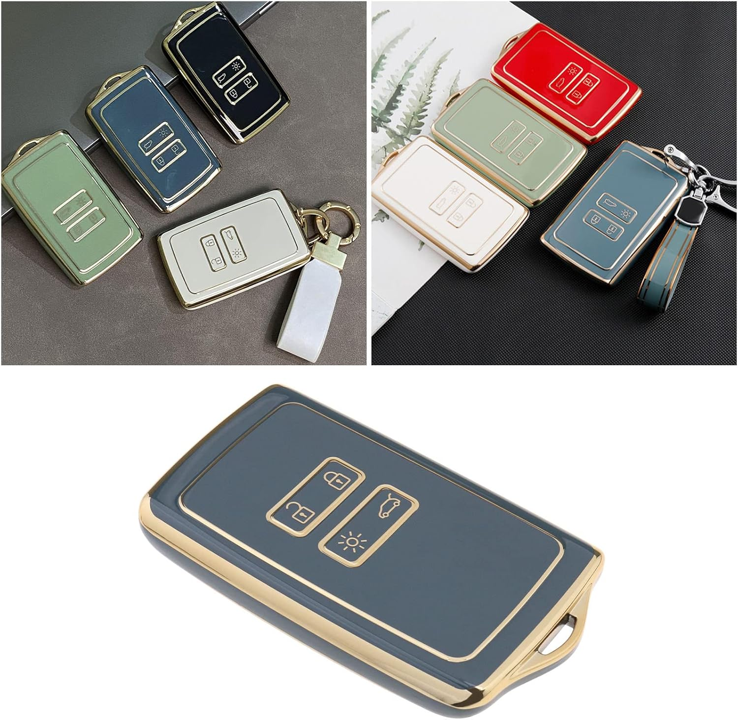 Emagtech Car Key Cover Replacement Compatible with Renault Clio/Espace 5 / Master Bus/Talisman/Megane (IV/4) TPU Key Fob Cover Blue - White image number 4