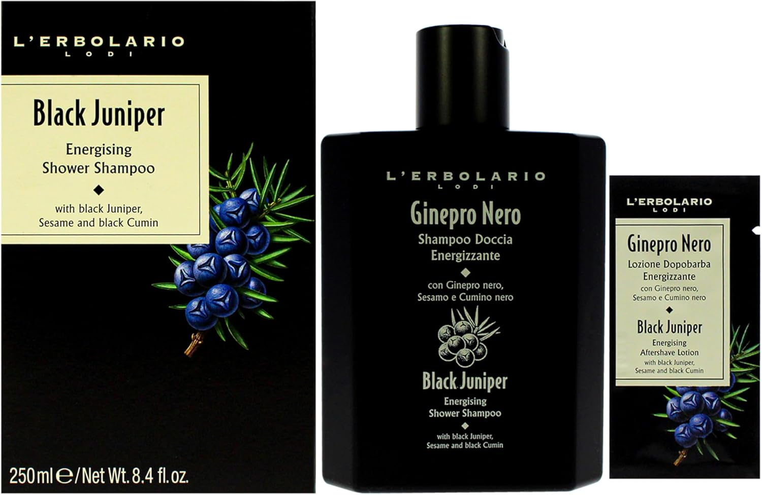 Lerbolario Notes of Ebony Shower Shampoo for Unisex Shampoo, 250 Ml