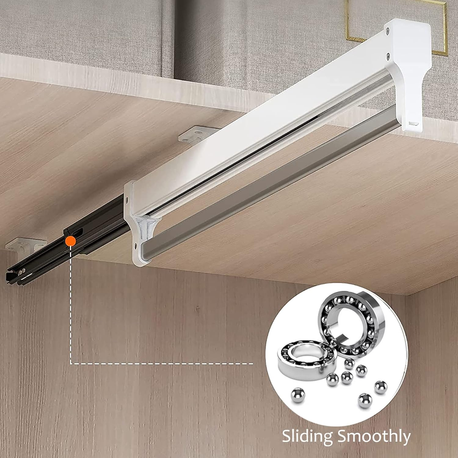 MAFAGE Extendable Clothes Rail for Pull-Out Hangers Adjustable Wardrobe Telescopic Clothes Rail 497 Mm White image number 4