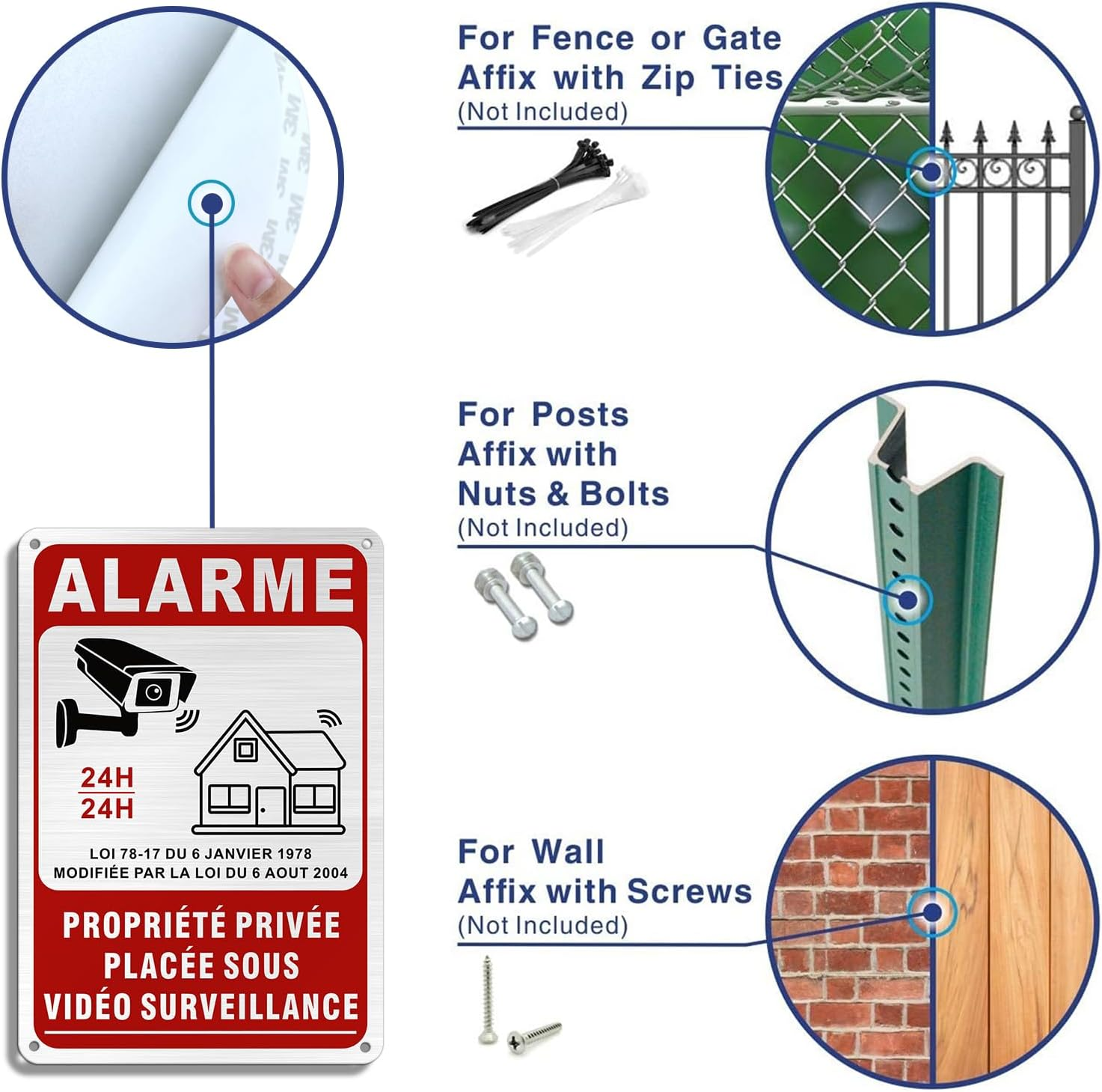 SINMAO Private Property Alarm Sign Placed under Video Surveillance - Camera Surveillance Sticker/Home Alarm Plate/Home Security/Video Surveillance. image number 2