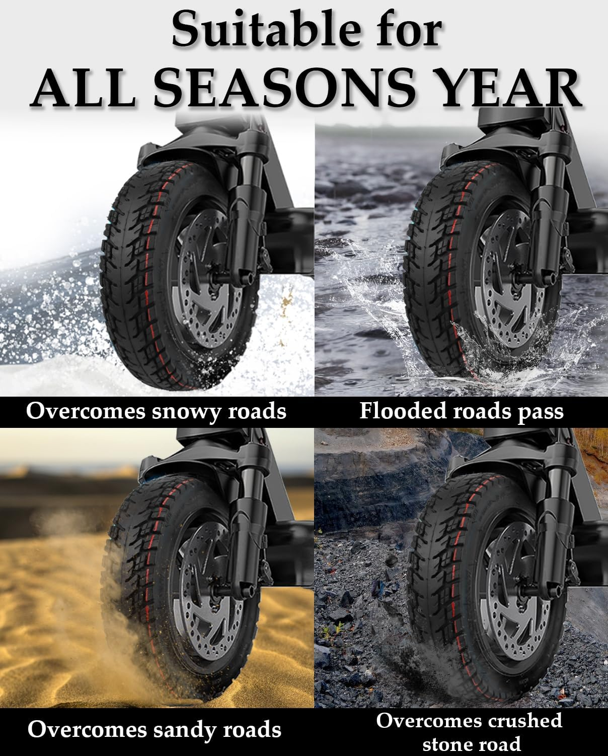 60/70-6.5 off Road Vacuum Tire with Tube for Ninebot Max G30P G30LP G2 G30D F40I, 10X2.5 Inch Tubeless Tire, Abrasion Puncture Resistant Electric Scooter Replacement Tire image number 1