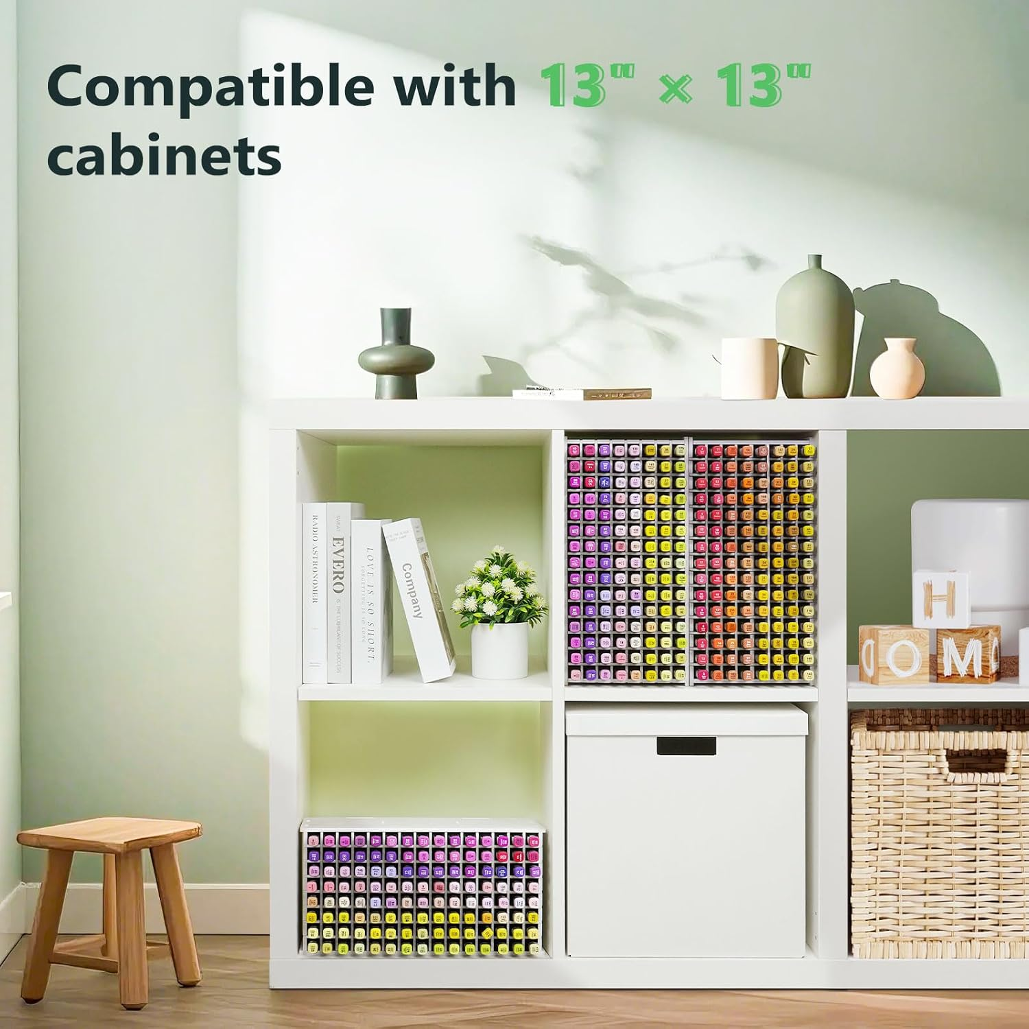 SANFURNEY Art Marker Storage Rack for 120 Markers, Watercolour Brushes Pens Color Pencils Organizer Holder for Desk image number 1