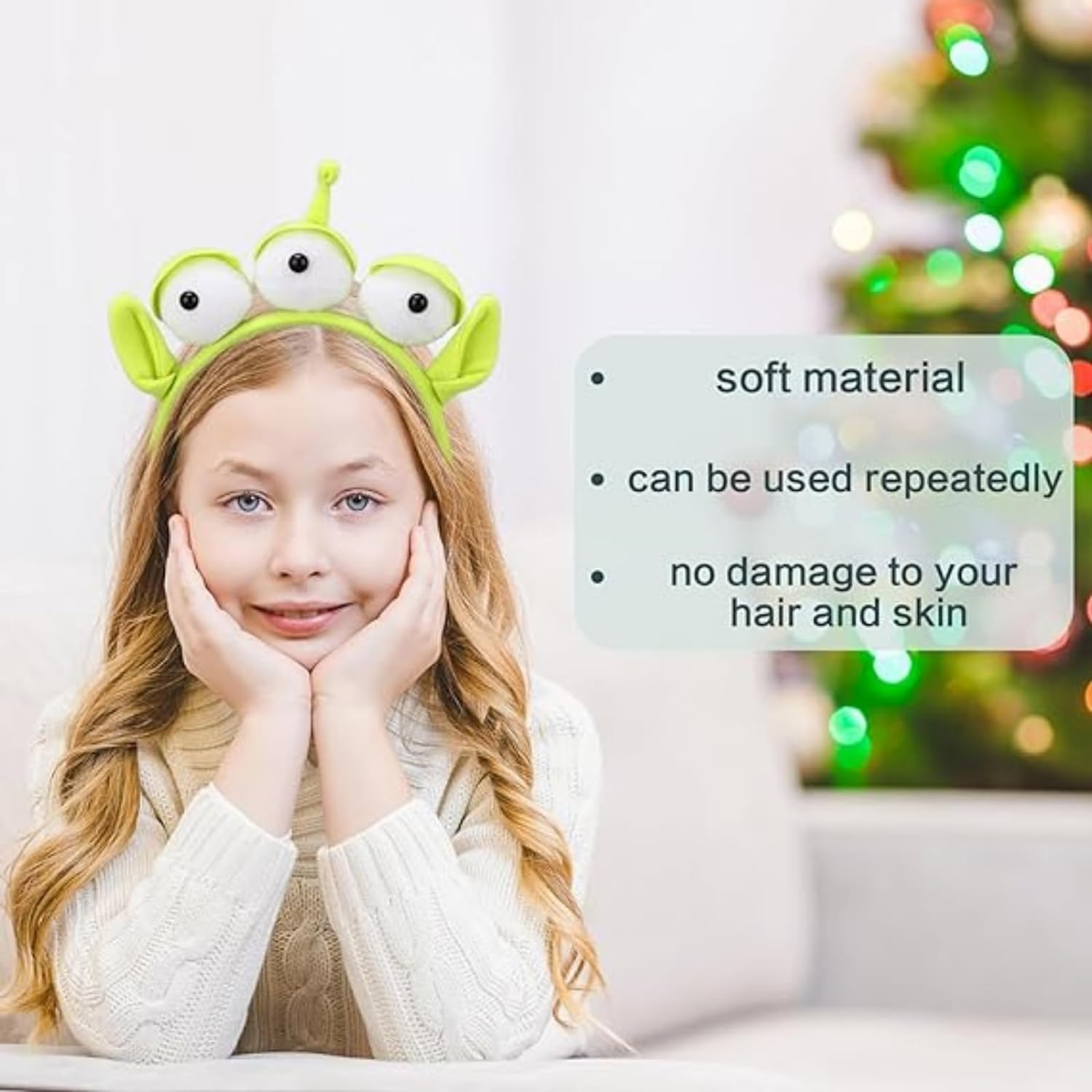 Three-Eyed Alien Monster Headband - Stretchy Cute Eyeball Hair Accessory for Themed Party, Cosplay, Halloween - Fun Costume for Girls and Kids image number 4