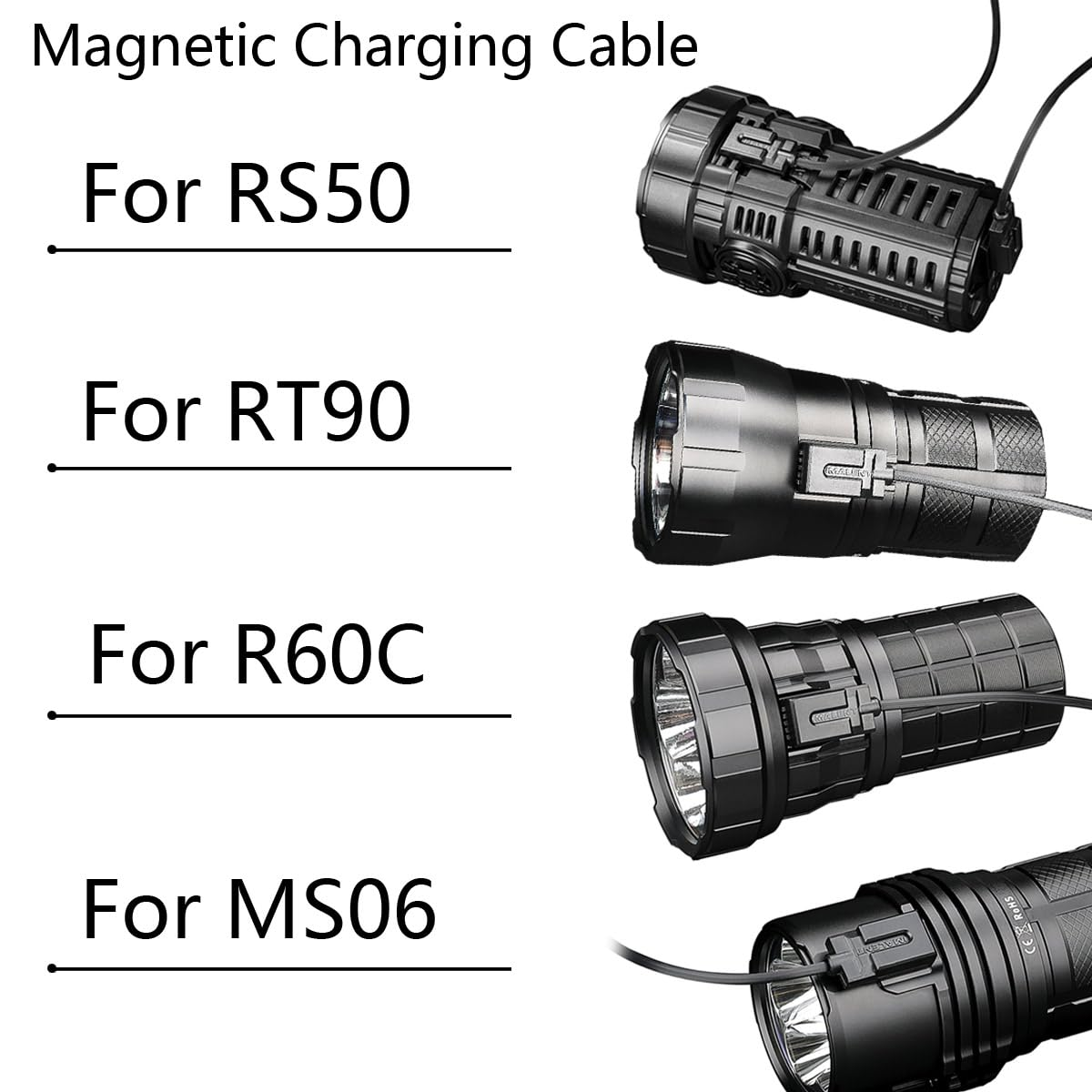 IMALENT Flashlight Accessories Universal Magnetic Charging Cable for LD70 LD10 R60C MS08 RS50 MS06 RT90 Handheld Torche [ 1Pcs in a Pack ] image number 2