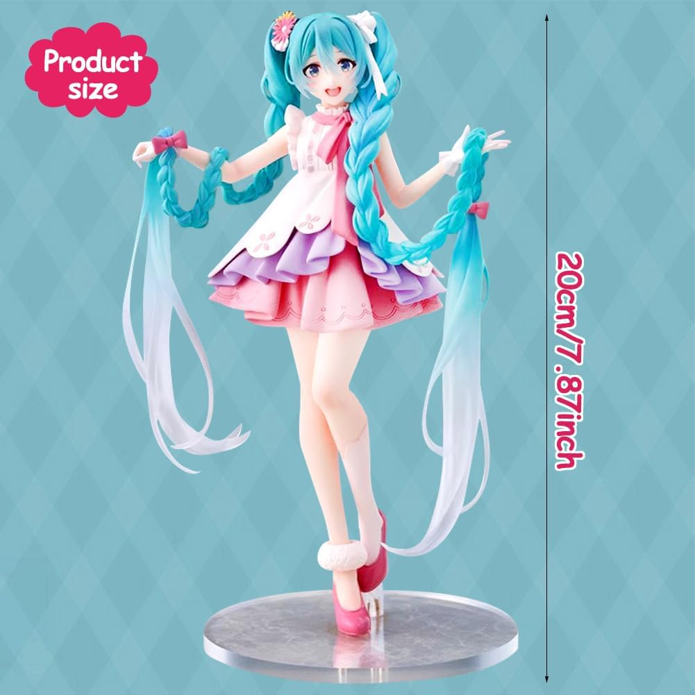 Hatssunes Miku Anime Figures Character Model Statue Action Figure PVC Figure 20 Cm Miku Figure, Desktop Ornaments, Gifts for Anime Fans (Pink) image number 6