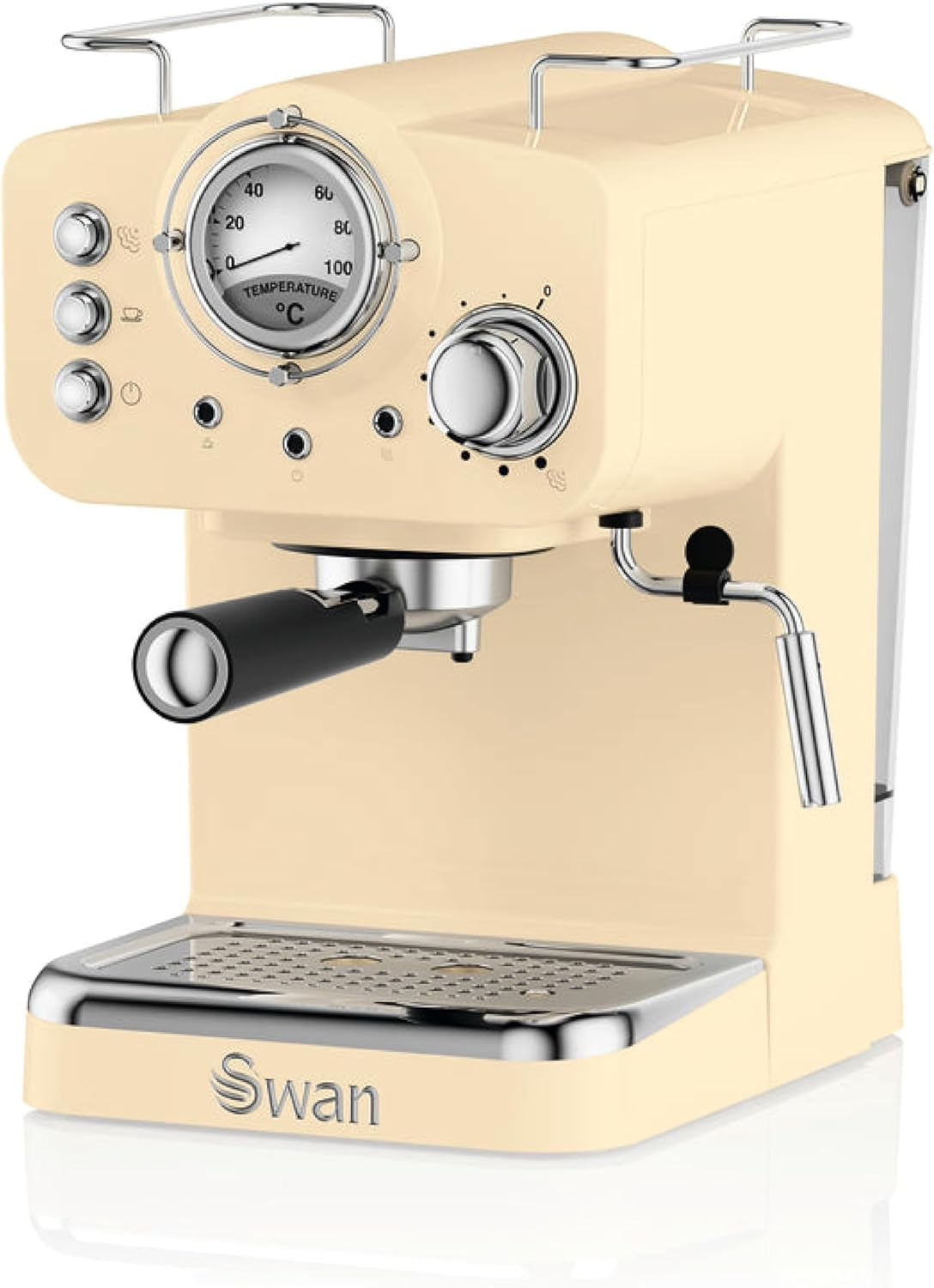 Swan SK22110GN Retro Espresso Coffee Machine with Milk Frother, Steam Pressure Control, 1.2L Detachable Water Tank, 1100W, Retro Green