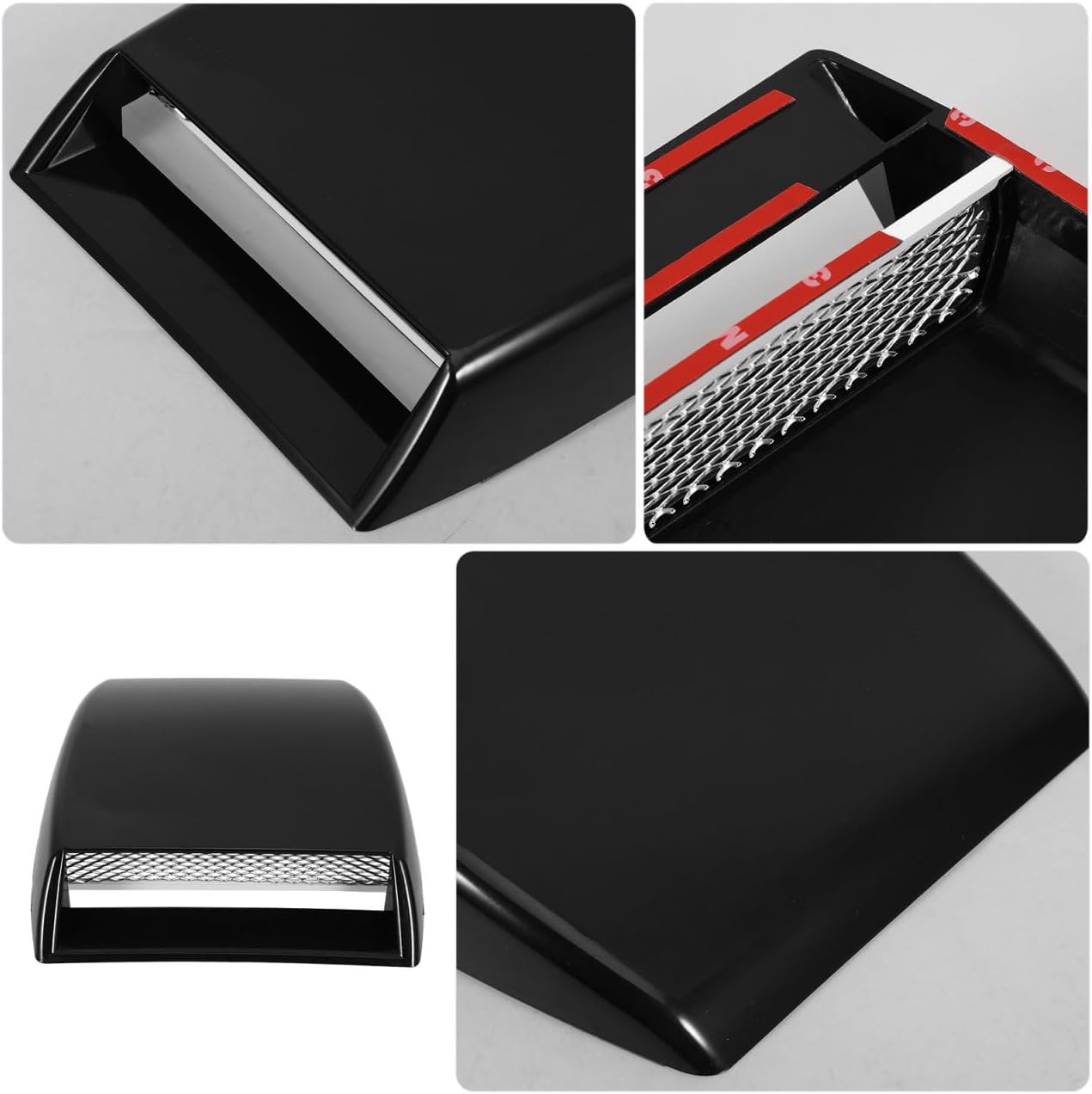 SOLUSTRE Car Hood Scoop Air Flow Intake Vent Cover Black Easy Adhesive Installation No Drilling Required Decorative Diy Accessory for Cars image number 2