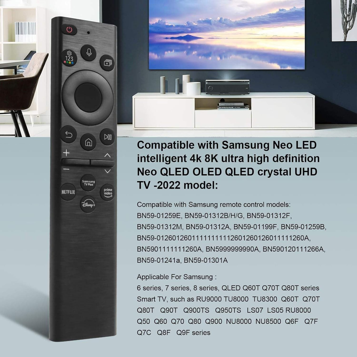 Voice-Compatible Universal Remote Control for Samsung Smart Tvs: BN59-01385A Replacement &ndash; Designed for Frame, Serif, Crystal, Solar, UHD, Neo QLED, OLED, 4K, 8K Models image number 2