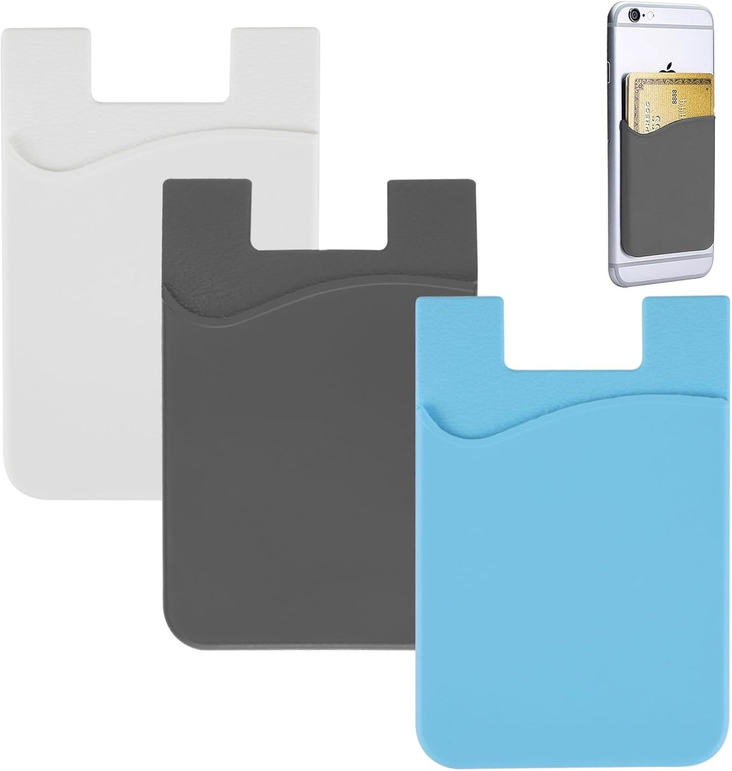 Ozessence 3 Pcs Phone Card Holder, Phone Case Card Holder Stick on Silicone Suitable for Iphone Android Samsung and All Smartphone for Business People Teacher Place Business Card and Work Permit