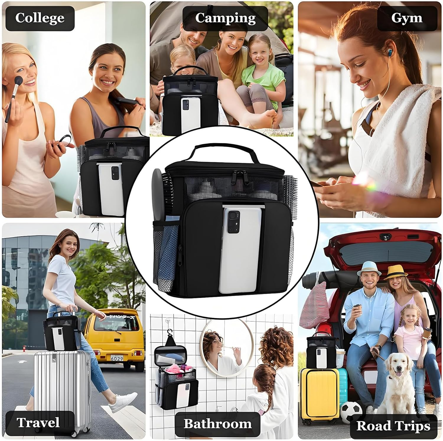 Anberyoo Hanging Toiletry Bag for Women, Waterproof Travel Makeup Bag, Large Capacity Portable Toiletries Bag for Women Camping Outdoor Beach, Dorm Room/Travel Essentials for College Students Girls image number 4