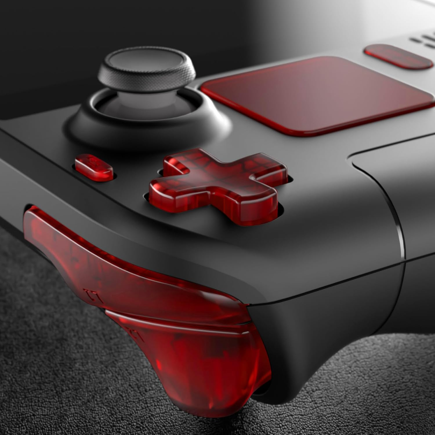 Extremerate Clear Red Replacement Full Set Buttons for Steam Deck, DIY Custom ABXY D-Pad Trackpad Bumpers Triggers Buttons Screwdriver Tools for Steam Deck LCD Handheld Console - Console NOT Included image number 2