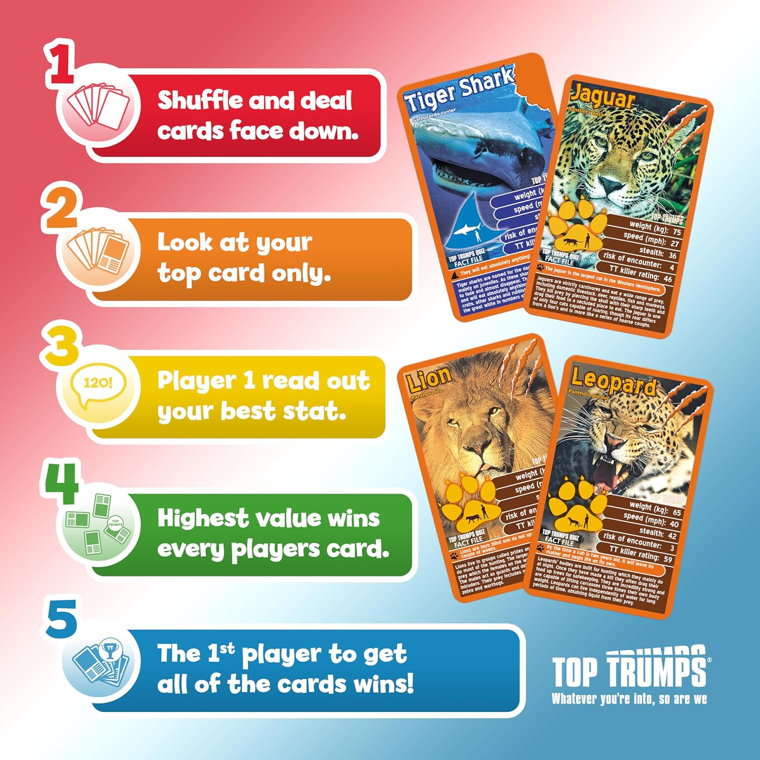 Winning Moves Top Trumps Deadliest Predators - Whatever You'Re Into, so Are We Card Game image number 5