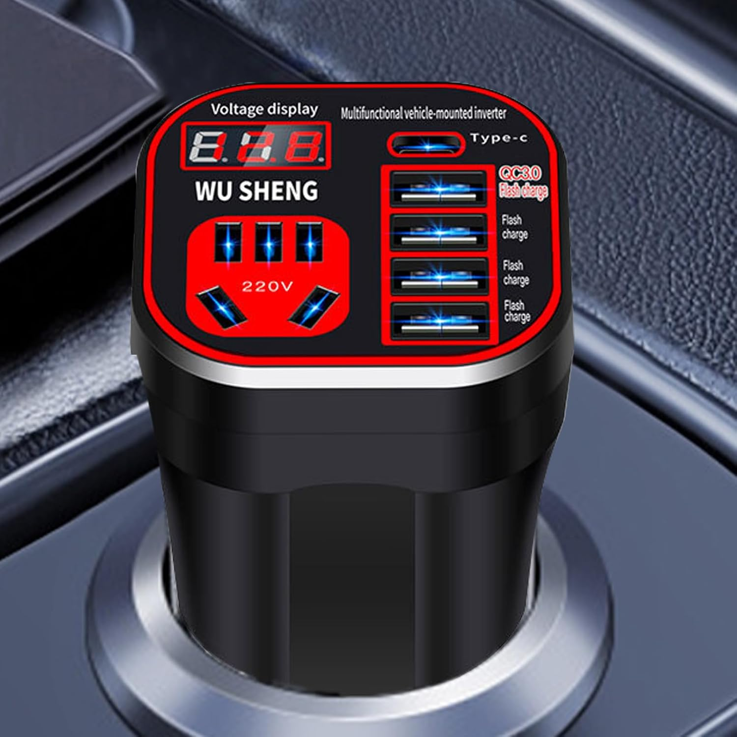 Car Inverter | Automotive Inverter - 220V Intelligent Charger for Cell Phone Laptop Vehicle SUV RV Truck Tractor image number 3