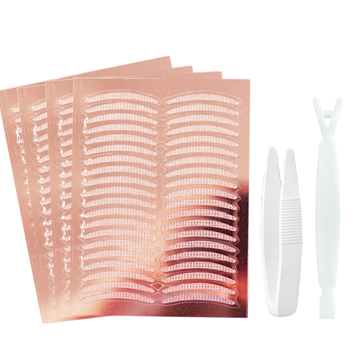 TORMEN 80 Pairs Double Eyelid Lift Strips Invisible Tape Stickers Waterproof Natural Lace Mesh with Forked Rods for Covered Droopy Thick Eyelids Suitable Most Eye Shapes (Transparent Crescent Moon) image number 4