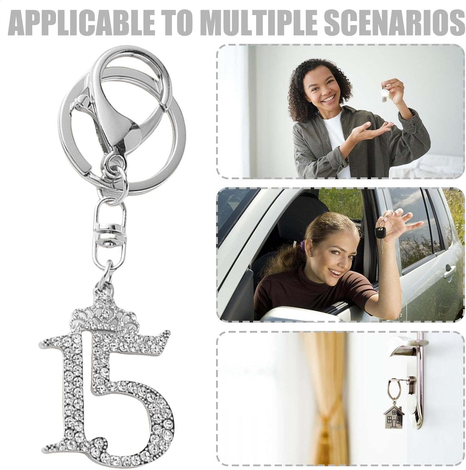 Cute Keychain Charm, Cute Keychain,Sag SHORT PENDANT NUMBER 15 - Fashion Handbags Backpack Charm, Bag Pendant for Women Girls - Gold image number 3