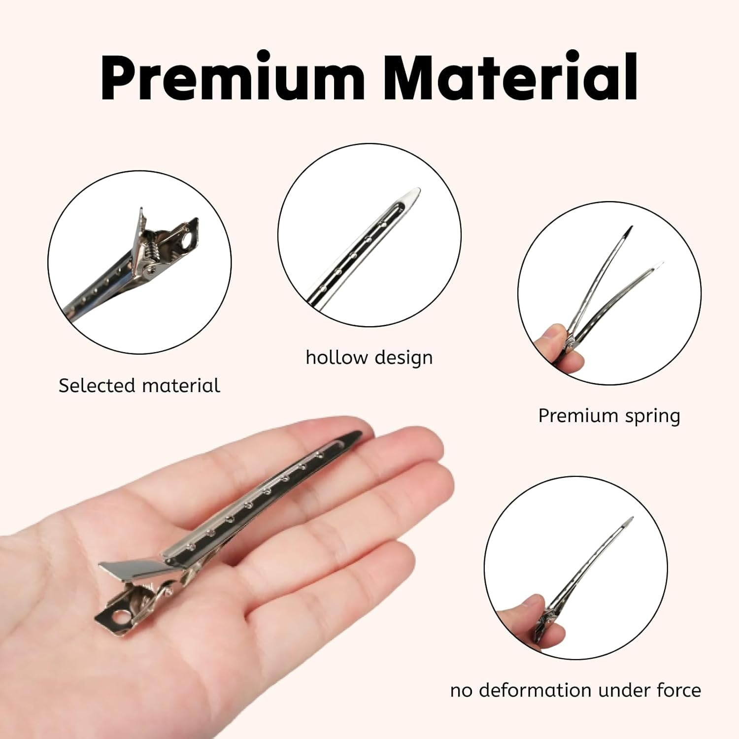 Fortuneglobe 40 Pcs Metal Duck Billed Hair Clips (3.5 Inch) - Professional Hair Styling Sectioning for Cutting, Bleaching & Dyeing - Hairdressing Clips​​ image number 3