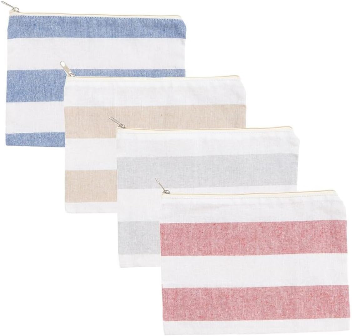 Cotton Wash Bag with Stripes 27 X 20 X 1 Cm 4 Designs Fresh Colours for Beach, Pool and Travel image number 4