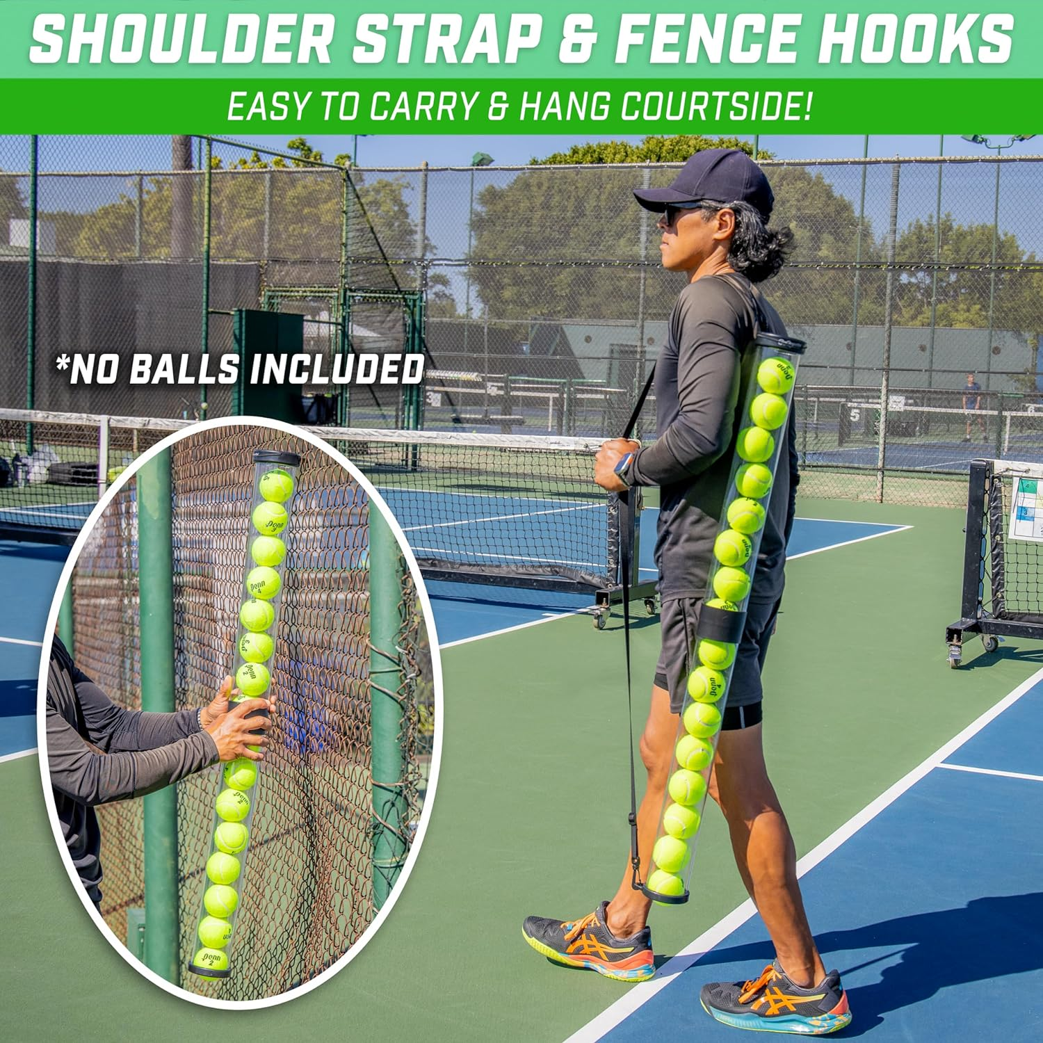 Gosports Pickleball & Tennis Pickup Tube - Ball Retreiver and Holder, Fits 14 Pickleballs or 17 Tennis Balls - No Balls Included
