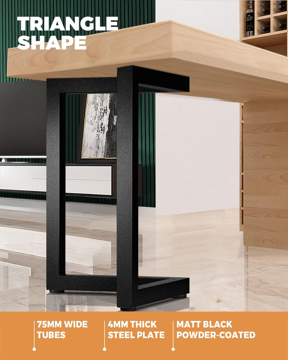 Oikiture Table Leg Desk Coffee Dining Furniture Hardware Metal Legs X2 Home Improvement Bench Steel DIY Furniture Industrial 71 X 71CM image number 4