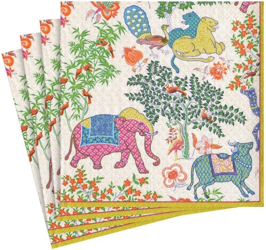 Entertaining with Caspari Le Jardin De Mysore Cocktail Napkins, Box of 40 image number 1