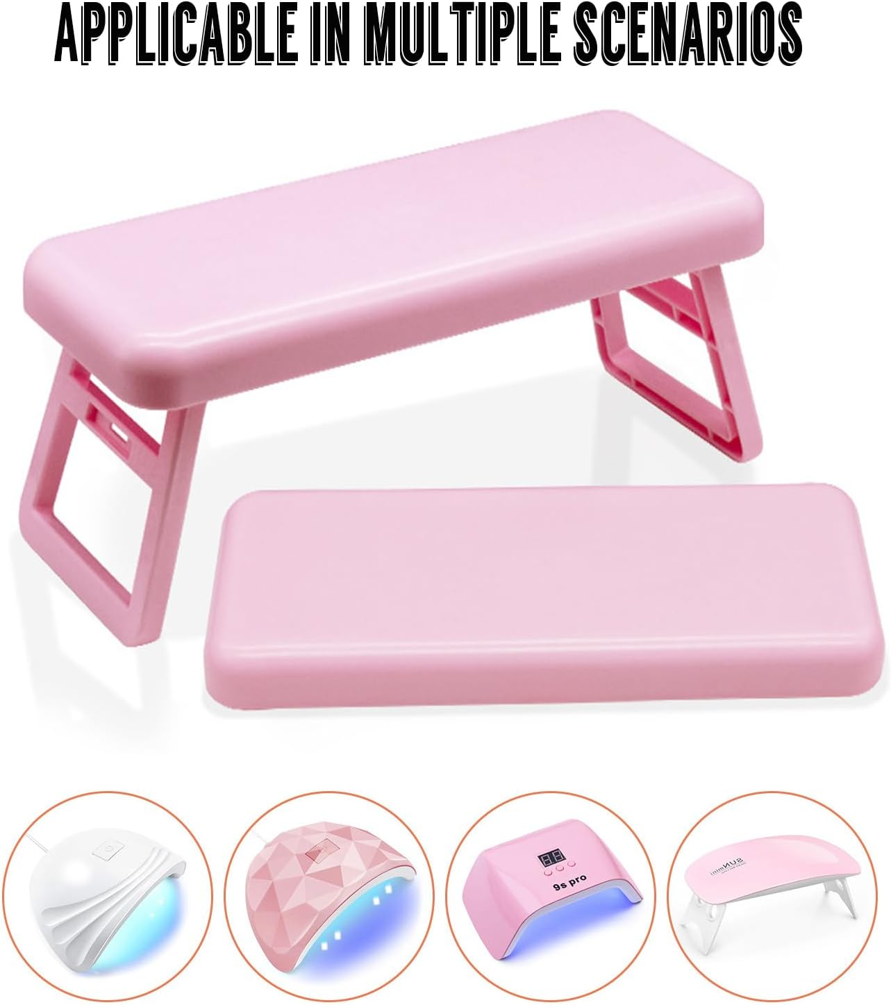 Hand Rest, Nail Salon, Foldable Holder, Non-Slip Manicure Hand Cushion for Beauty Salons and Home Manicure, Foldable Nail Armrest Cushion, Nail Care, Pink image number 5