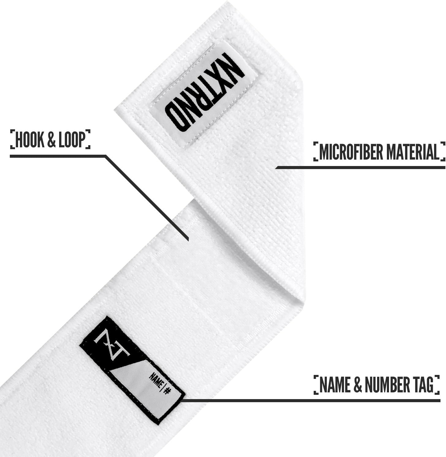 Nxtrnd Streamer Football Towel, Thin Sports Towel, Dries Hands & Football Accessories (White) - Black image number 4