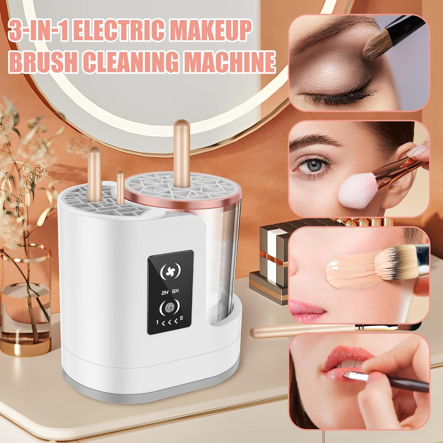 Makeup Brush Cleaner Machine Smart Time Saving Cosmetic Brushes Cleaner Tool High Efficient Electric Makeup Brushes Cleaning Safe Make up Brush Cleaning Machine for Women