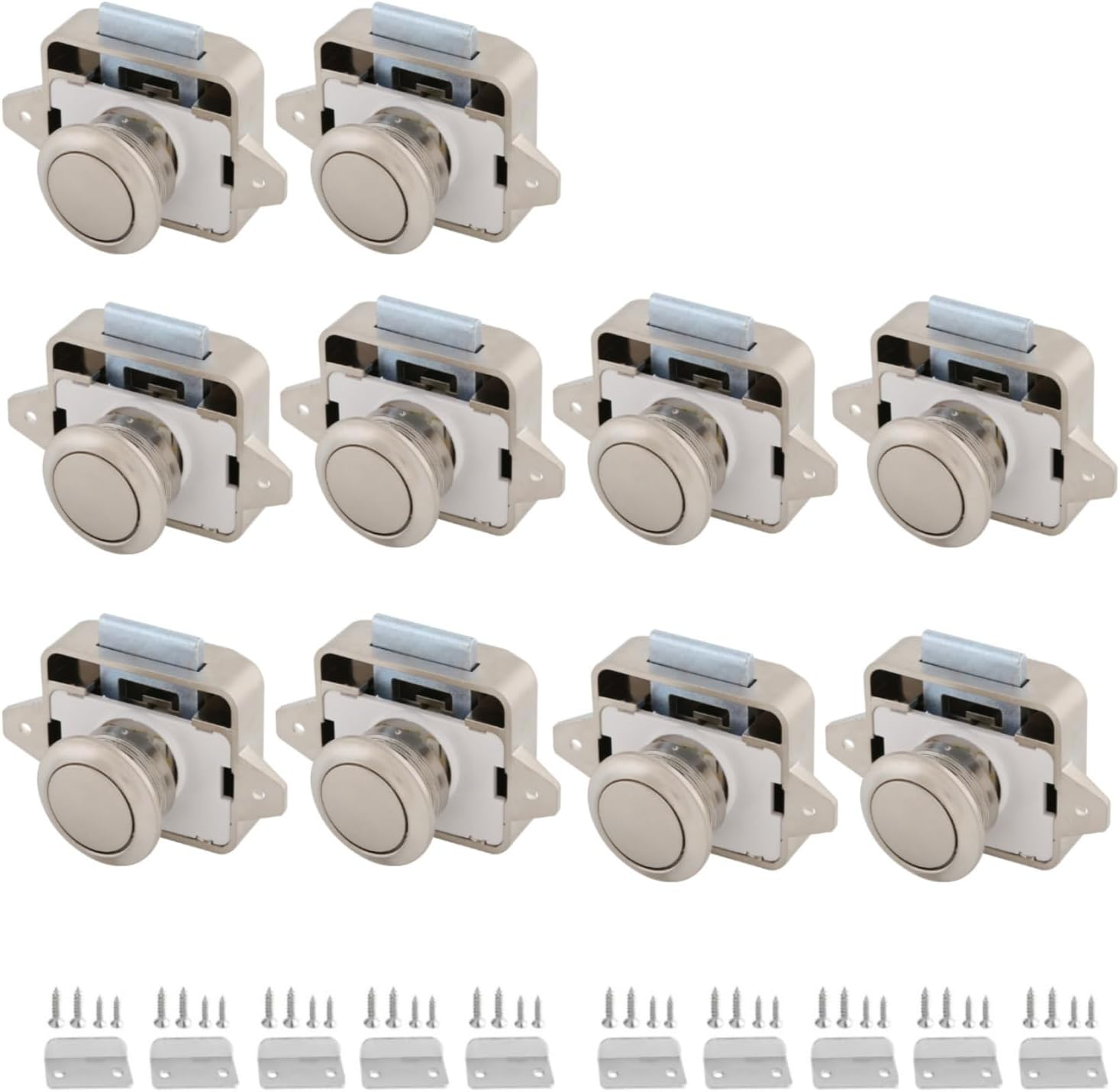 RV Cabinet Locks, ABS Push Button Cabinet Latch for RV Motorhome Camper Truck Caravan Van Yacht Boat Marine, Camper Cupboard Knob RV Cabinet Latches (5PC Black), MST02