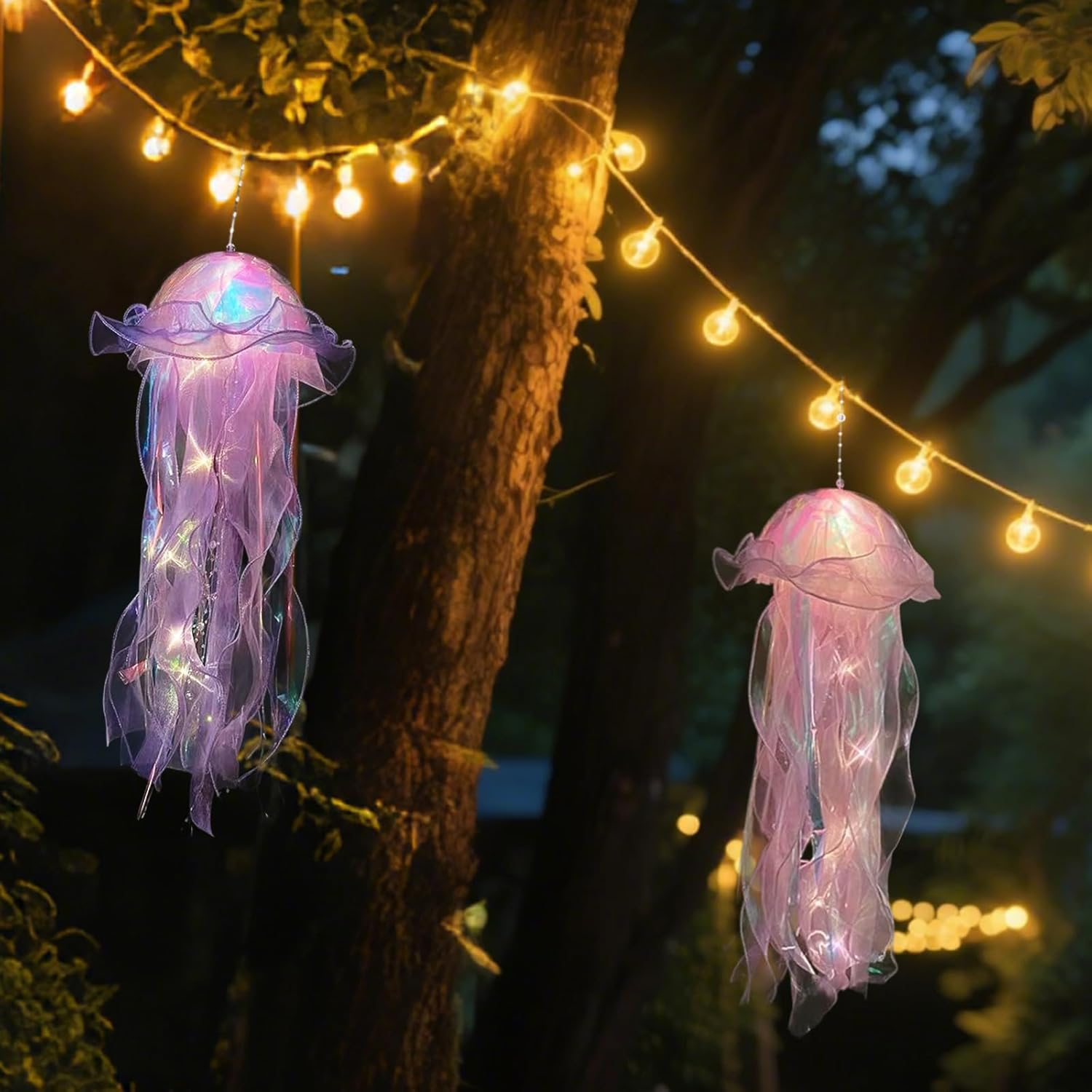 KEGOZ Jellyfish Light, 5Pcs Hanging Jelly Fish Lamp, Jellyfish Decor for Kids Bedrooms Living Room, Creative Glowing Jellyfish Night Light for Mermaid Theme & under the Sea Party Decorations(5 Colors) image number 4
