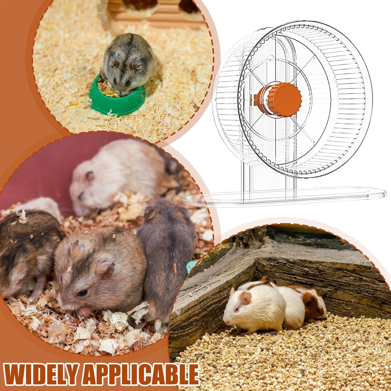 Quiet Hamster Wheel - Silent Hamster and Chinchilla Wheels | Cage Accessories, Small Animals Running Wheels, Guinea Pigs Exercise Toys for Hamster, Ferret, Chinchilla - 14Cm image number 5
