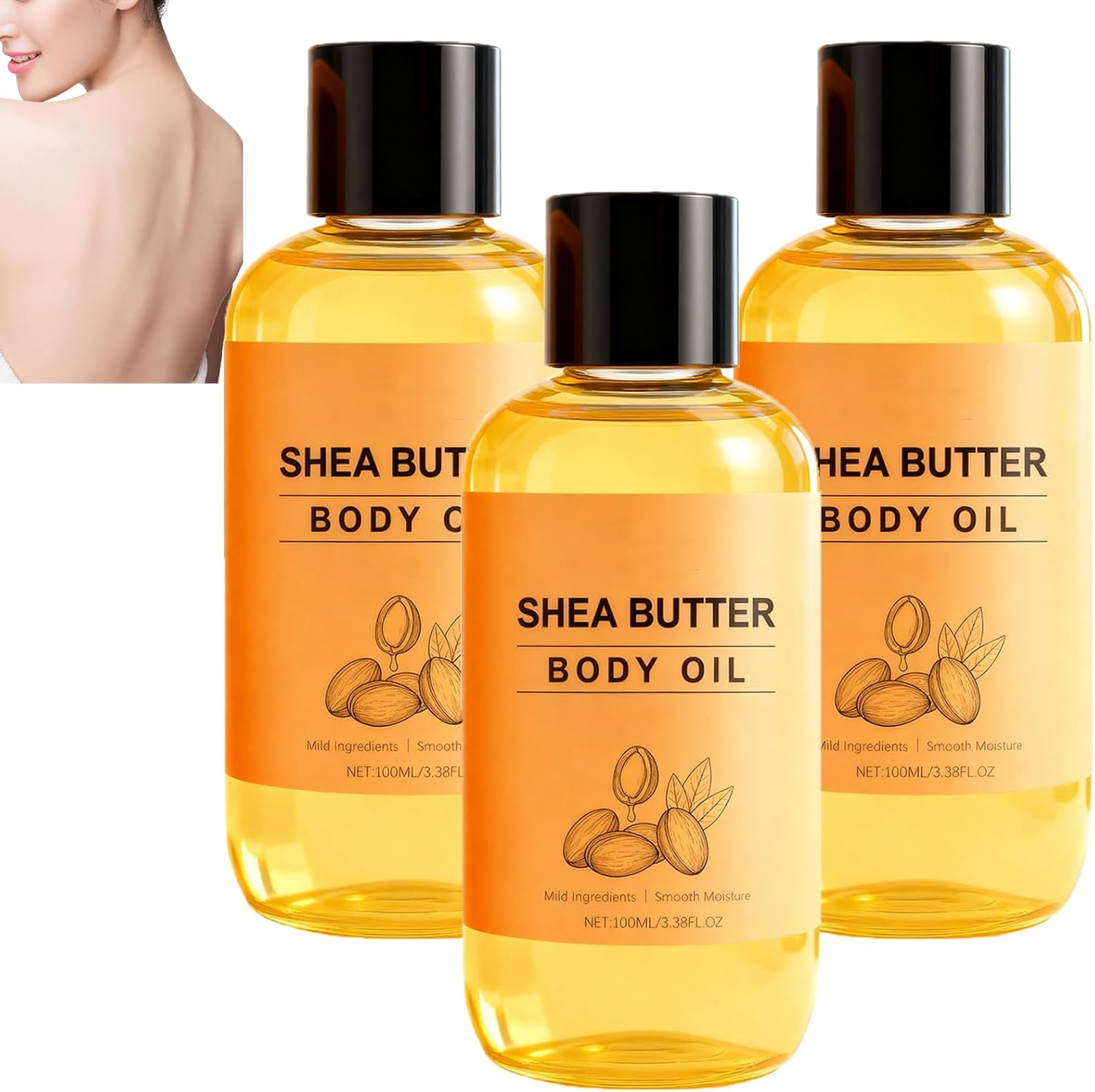 Shea Butter Body Oil, Deeply Moisturizing & Hydrating Body Oil for Sensitive and Dry Skin, Nourishing and Soothing Damaged Skin, Long Lasting Refreshing Non-Greasy (1Pcs)